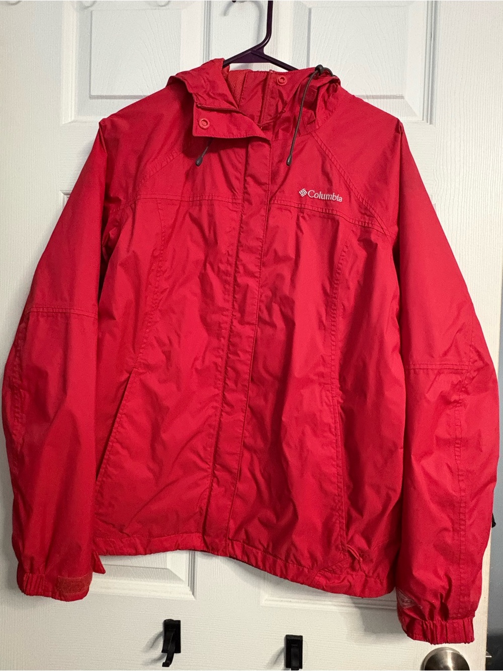 Columbia Red Hooded Rain Jacket